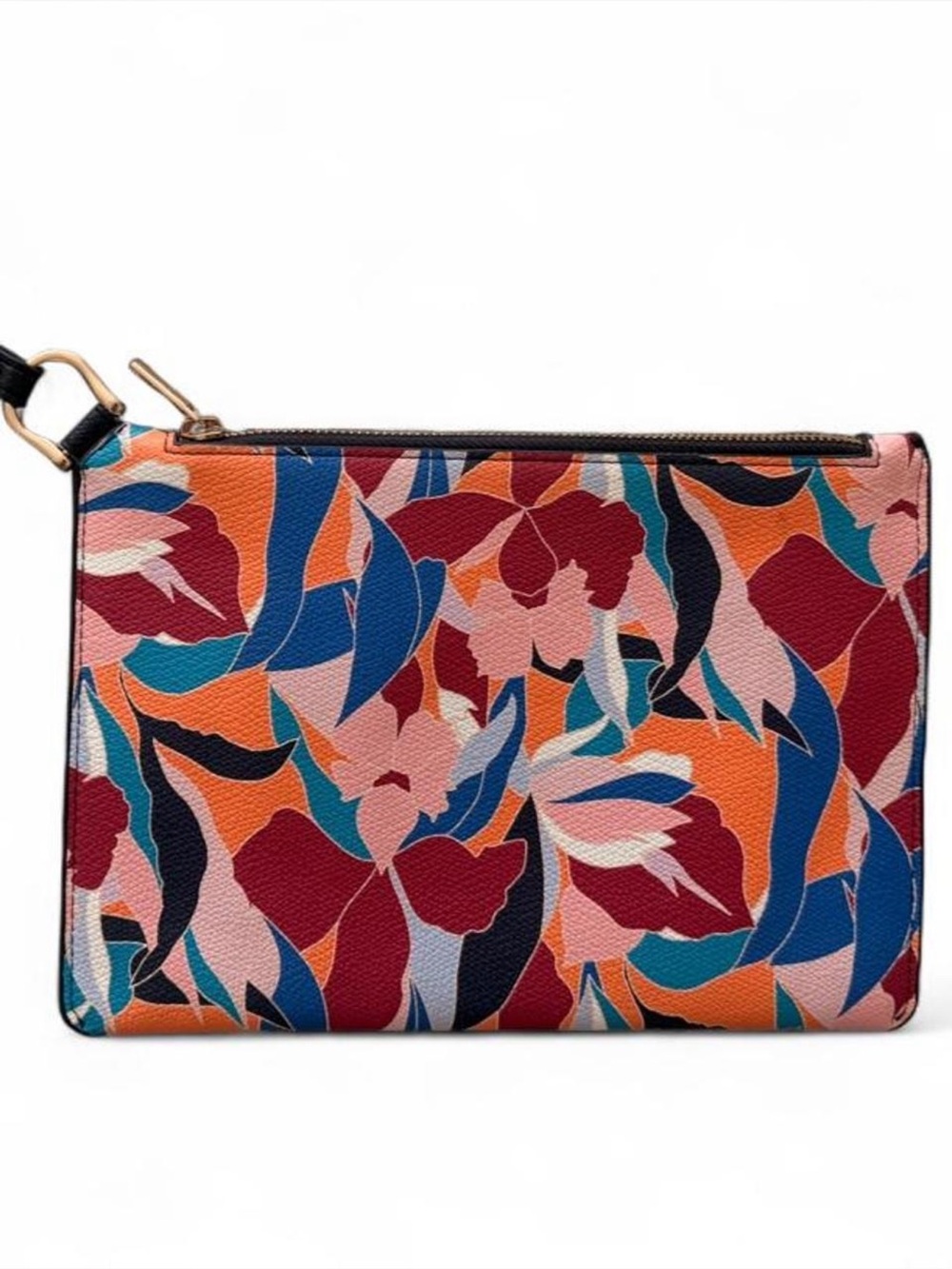 a new day Floral Zip Clutch in Orange, Blue, Burgundy and Pink